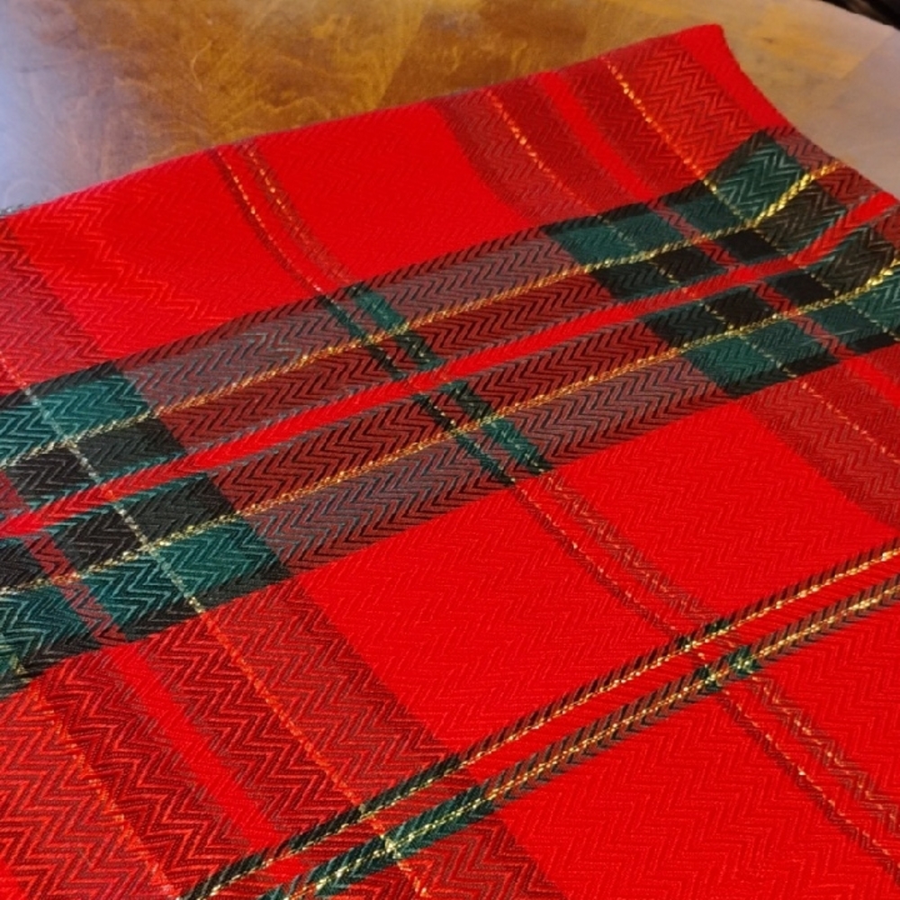 Festive Red and Green Plaid Tablecloth